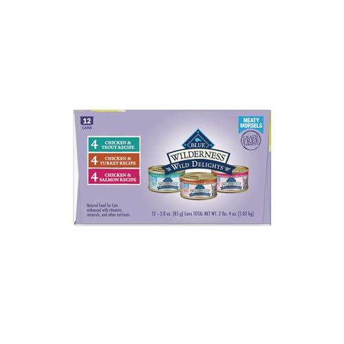 Blue Buffalo Wilderness Wild Delights High Protein Grain Free, Natural Adult Meaty Morsels Wet Cat Food, Chicken & Turkey, Chicken & Trout, Chicken & thumbnail