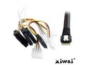 Xiwai Slimline SAS 4.0 SFF-8654 4i 38pin Host to 4 SFF-8482 SAS 29pin Target Hard Disk Fanout Raid Cable 50cm