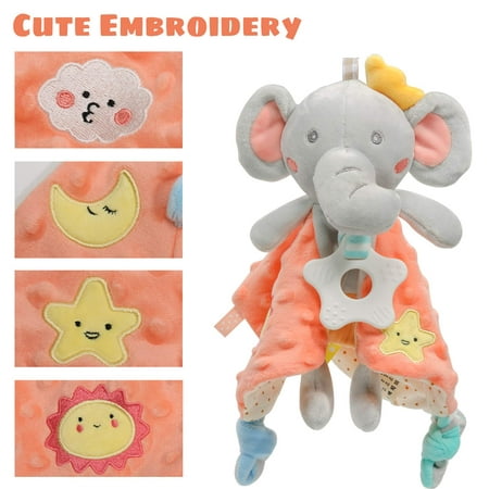 KEINXS Baby Comfort Security Taglet Blanket Soft Appease Towel with Colorful Tags Lovey Plush Animal Toys Blankets for Unisex Newborn Toddlers Infant 