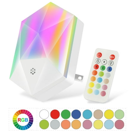 Umhouerse Night Light Intelligent Dimmable 16-color Remote Control Night Light RGB Atmosphere Light Bedroom Corridor Baby Room Light for Bathroom  Chi
