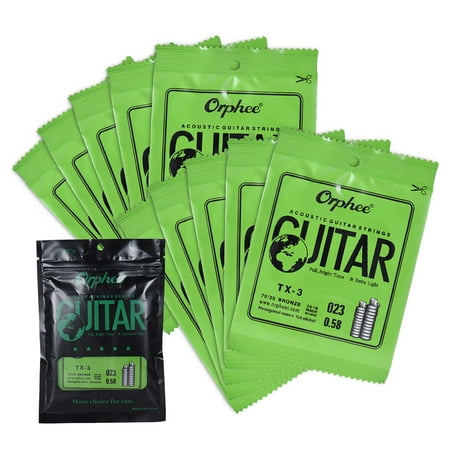 Orphee TX-3 Single String Replacement for Acoustic Folk Guitar 3rd G-String (.023) 10-Pack High-carbon Steel Core 7525 Phosphor Bronze Extra Tension