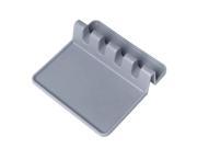 Kitchen Cooking Tools Kitchen Silicone Spoon Rest Utensil Spatula Holder Heat Resistant-Gray