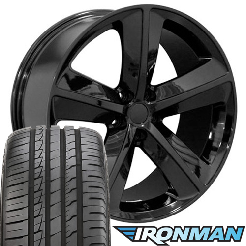 OE Wheels DG05 20 Inch Rims and Tires Fit Challenger SRT Style 5x115 20x9 Gloss Black - Hollander 2357 - IMove Gen 2 as 245/45-20 (Set of 4)