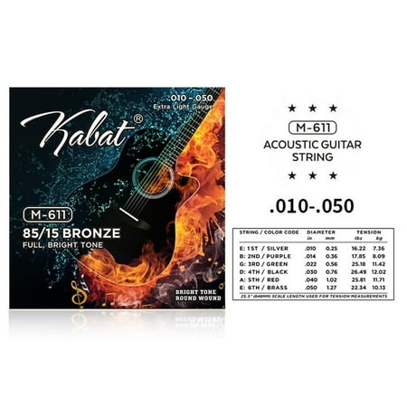 Lierteer 6Pcs/set Acoustic Guitar Strings Parts Full Size 09-45 10-50 11-52 12-54 13-56