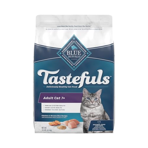 Blue Buffalo Tastefuls Adult 7+ Natural Dry Cat Food, Chicken & Brown Rice 10lb Bag