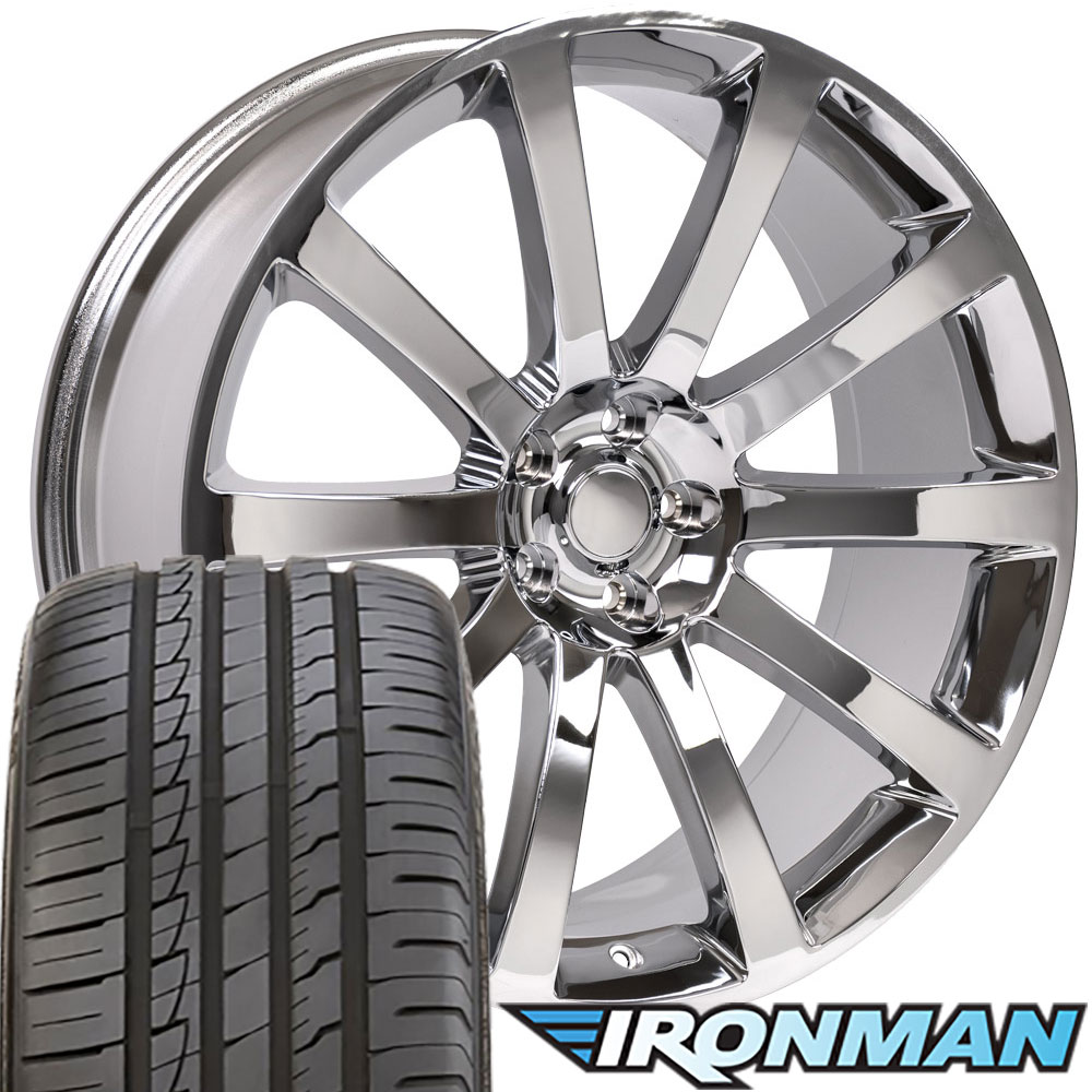 OE Wheels CL02 20 Inch Rims and Tires Fit 300 SRT Style 5x115 20x9 Chrome - Hollander 2253 - IMove Gen 3 as 245/45-20 (Set of 4)