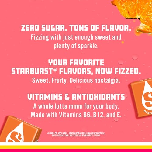 Sparkling Ice STARBURST Orange, Zero Sugar Flavored Sparkling Water, with Vitamins and Antioxidants, Low Calorie Beverage, 17 Fl Oz Bottles (Pack of 1 thumbnail