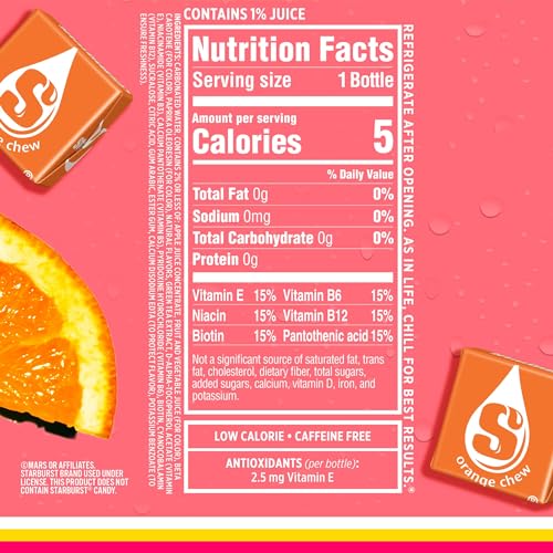 Sparkling Ice STARBURST Orange, Zero Sugar Flavored Sparkling Water, with Vitamins and Antioxidants, Low Calorie Beverage, 17 Fl Oz Bottles (Pack of 1 thumbnail