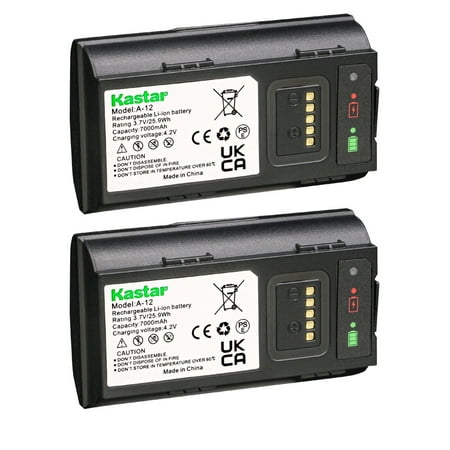 Kastar A12 Battery 2-Pack 3.7V 7000mAh Replacement for Arlo a-12 308-50025-03 A6E31BA7014F7 VMA2400 AVD2001 AVD2001B FC9C98018288 ABY11CKS016CD 272-50