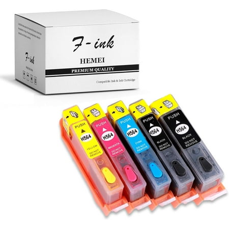 F-INK Full Refillable Ink Cartridge Replacement for HP 564 564XL Ink Works with Photosmart 7510 7520 7525 3520 6520