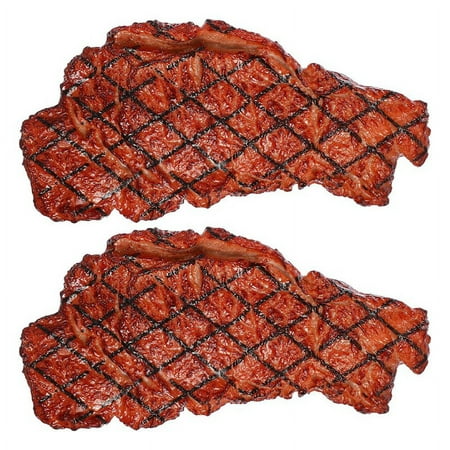 Winyuyby 2Pcs Artificial PVC Steak Simulation Food Model Cooked Roast Beef Meat Home Kitchen Market Display Photography Props