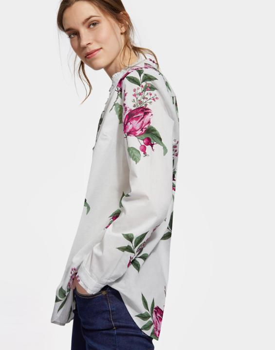 Silver Artichoke Floral Georgina Pop Over Shirt  Size US 6 | Joules US