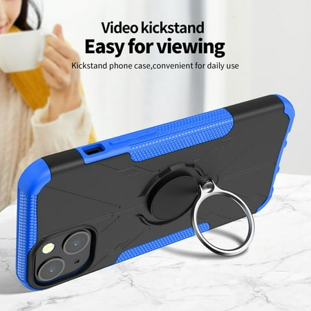 iPhone 12 Pro Max Case Built in Rotating Ring Holder Vertical Horizontal Stand Case Full Body Protective Shockproof Three Layer Cover