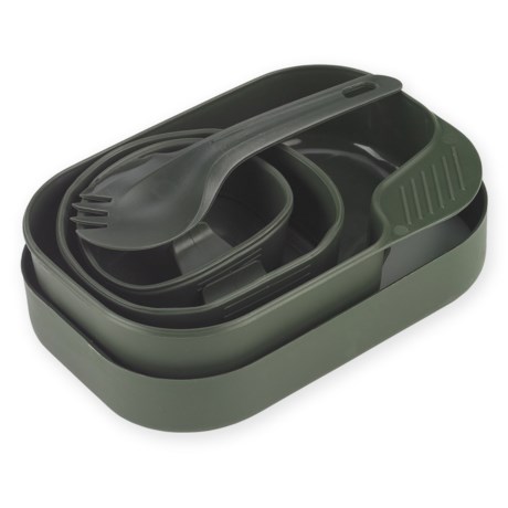 7pc Wildo Camp-a-Box Complete Camping Utensils/Bowl/Plate/Cup Dinner Set Olive