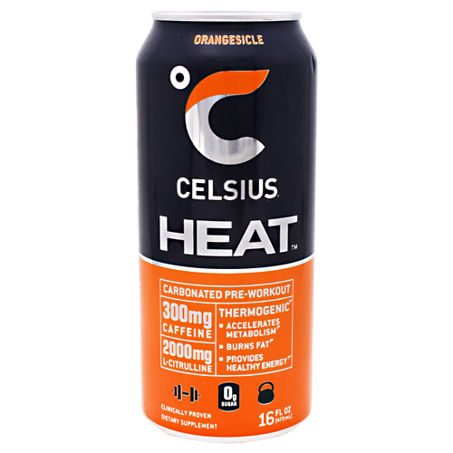 CELSIUS HEAT Performance Energy Drink 16 Fl Oz  Orangesicle (Pack of 12)