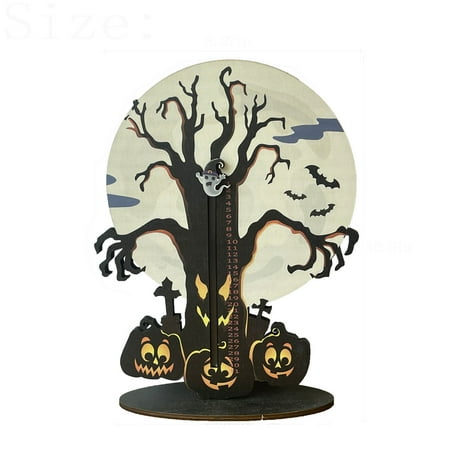 Henpk Clearance Under 5 Advent Calendar 2024 Halloween Pumpkin Advent Calendar Wooden Ghost Dead Tree Shape Holiday Countdown Ornament Home Decor