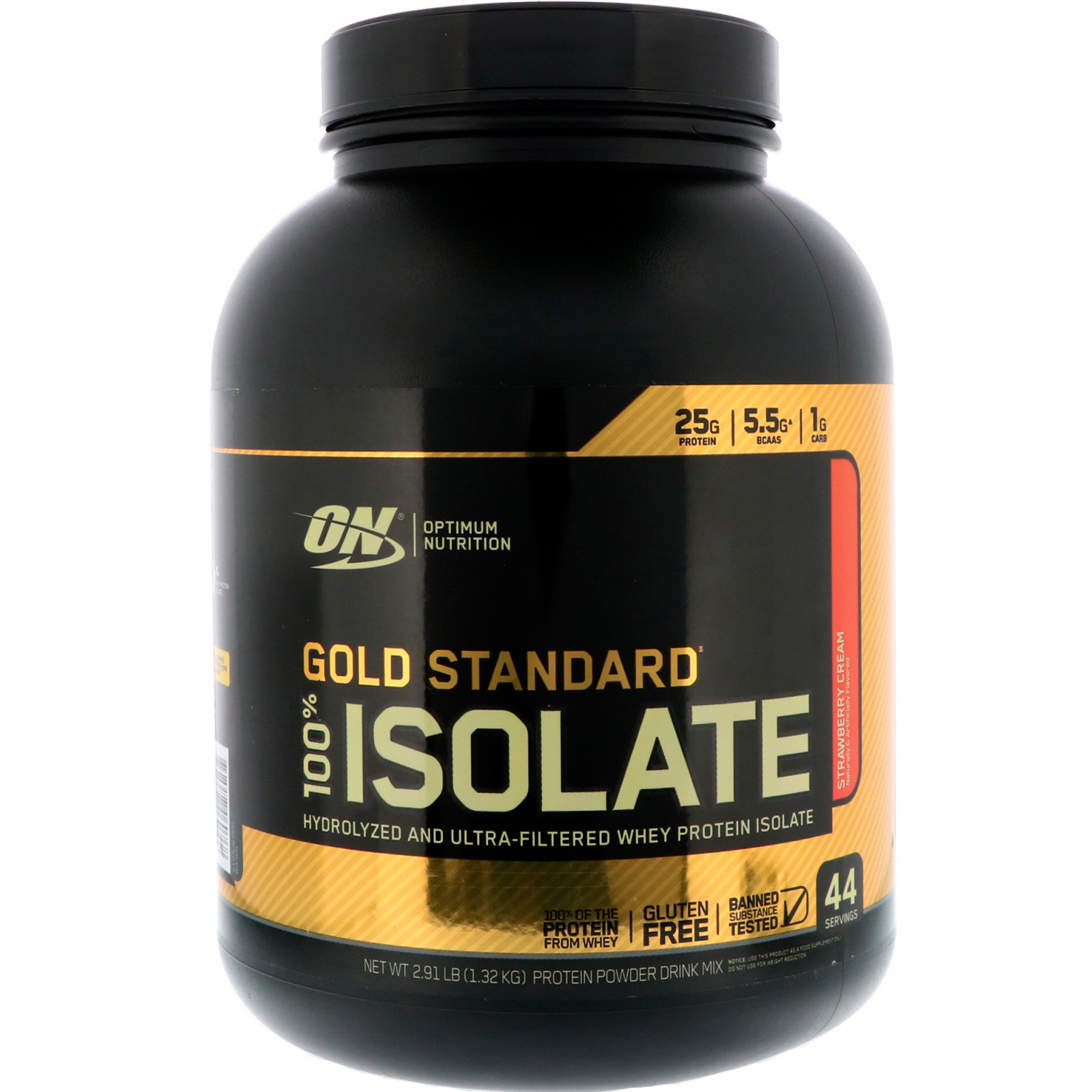 Gold Standard 100% Hydrolyzed and Ultra-Filtered Whey Protein Isolate- Strawberry Cream (2.91 Lbs. / 44 Servings)