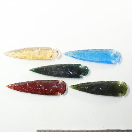 5 Glass Ornamental Spearheads #9335 Arrowheads