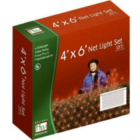 Holiday Wonderland 48953-88 150-Count 4  X 6  Red Christmas Net Light Set - Quantity of 8