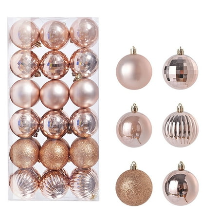 KEYBANG Christmas Balls  36Pcs 1.2 Inch Rose Gold Christmas Balls Hanging Ornaments Shatterproof Delicate Baubles Set  for Home Holiday Party Xmas Tre