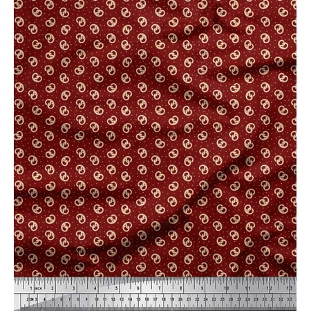 Soimoi Cotton Jersey Fabric Dot & Pretzels Food Printed Fabric 1 Yard 58 Inch Wide