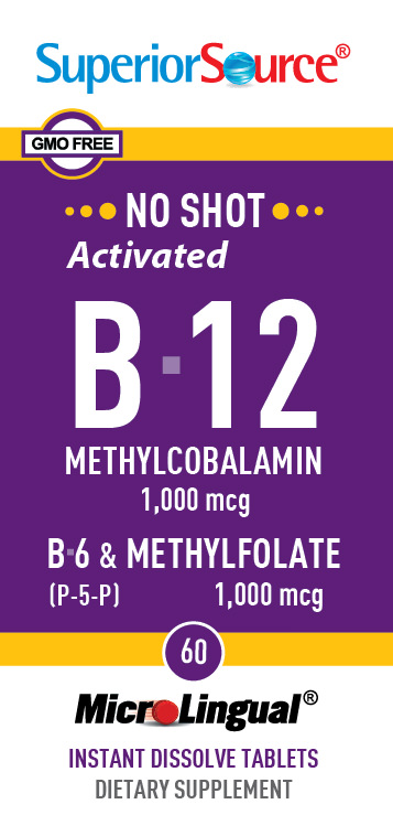 Superior Source No Shot B-12 with B-6 & Methylfolate Instant Dissolve Tablets 1000mcg