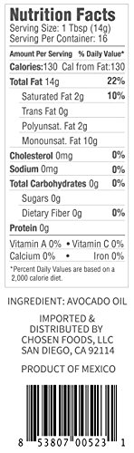 Chosen Foods 100% Pure Extra Virgin Avocado Oil thumbnail