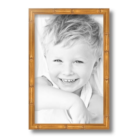 ArtToFrames 8.5x14  Gold Bamboo Picture Frame  Gold Wood Poster Frame  with Regular Glass and Foam Backing 3/16 Inch (FBPL-4875)