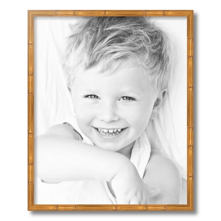 ArtToFrames 18x22  Gold Bamboo Picture Frame  Gold Wood Poster Frame  with Regular Acrylic and Foam Backing 3/16 Inch (FBPL-4875)