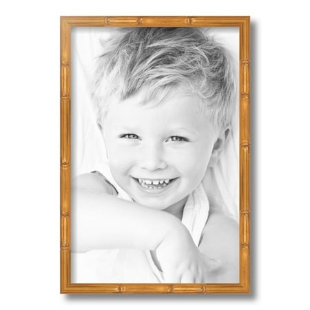 ArtToFrames 12x18  Gold Bamboo Picture Frame  Gold Wood Poster Frame  with Regular Acrylic and Foam Backing 3/16 Inch (FBPL-4875)