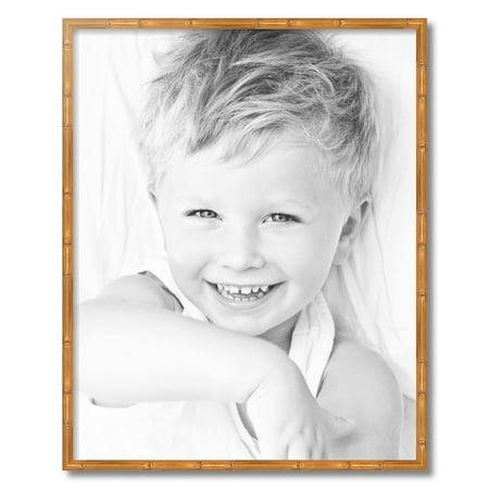 ArtToFrames 24x30  Gold Bamboo Picture Frame  Gold Wood Poster Frame  with Regular Acrylic and Foam Backing 3/16 Inch (FBPL-4875)