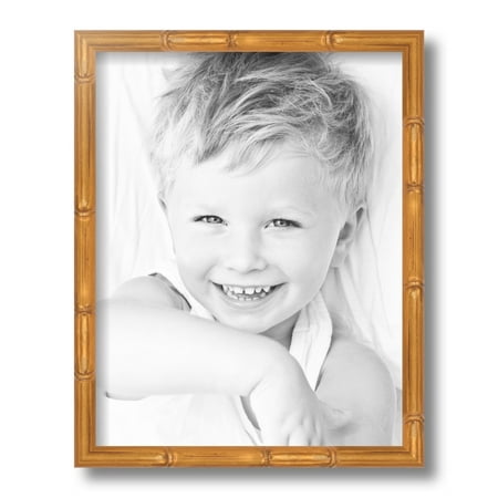 ArtToFrames 11x14  Gold Bamboo Picture Frame  Gold Wood Poster Frame  with Regular Glass and Foam Backing 3/16 Inch (FBPL-4875)