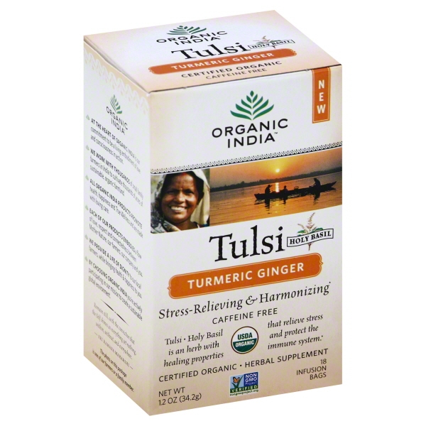 Organic India Tulsi Turmeric Ginger Organic Tea 18 Tea Bags