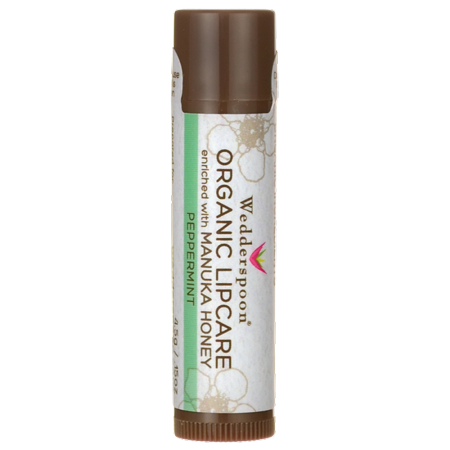 Wedderspoon Organic Lipcare with Manuka Honey  Peppermint  0.15 Oz