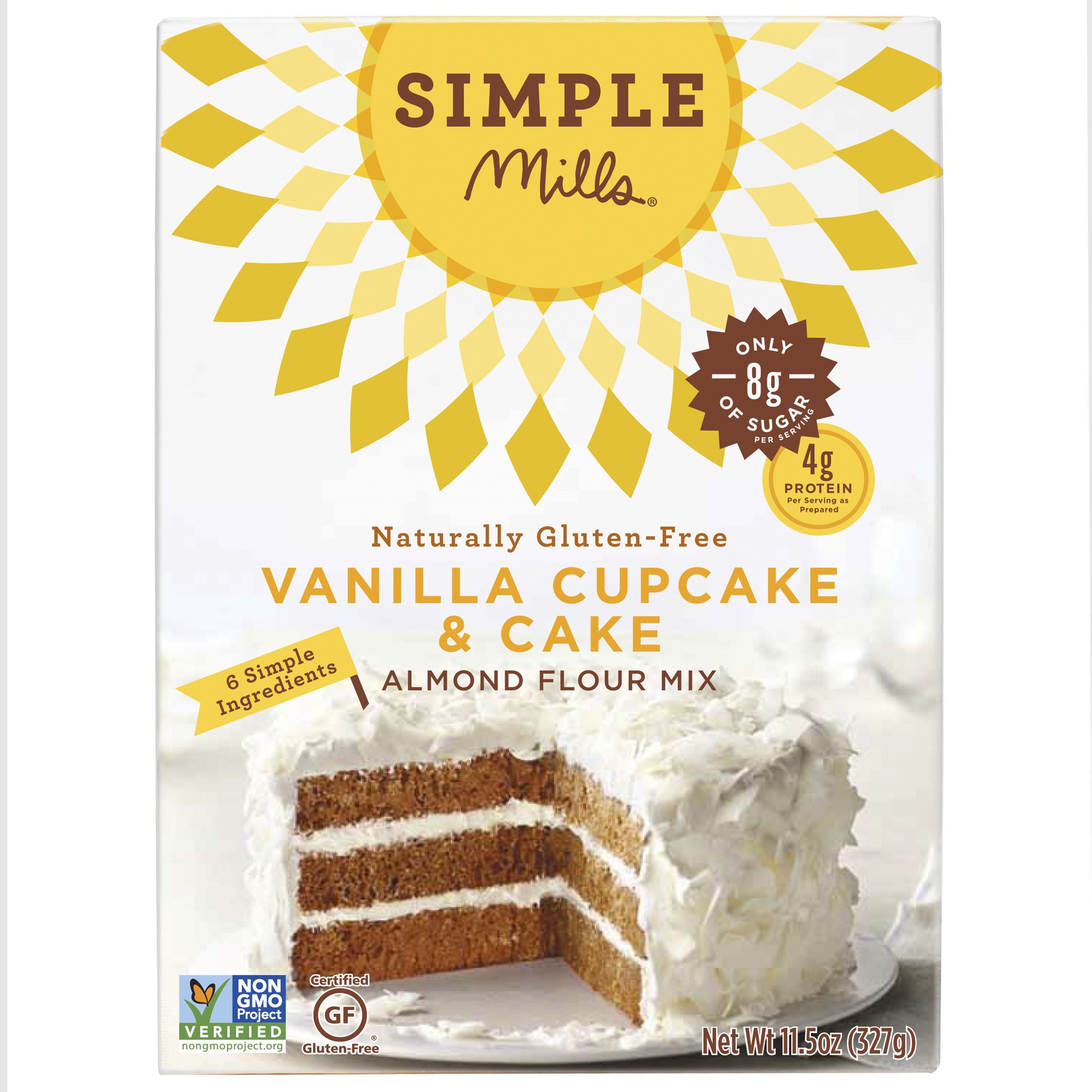 Simple Mills, Almond Flour Baking Mix, Vanilla Cupcake & Cake, 11.5 Oz (327 G)