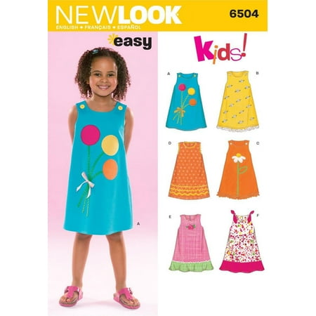 U06504A New Look Easy to Sew Sleeveless Girl S Dress Sewing Pattern Kit  Code 6504  Sizes 3-8