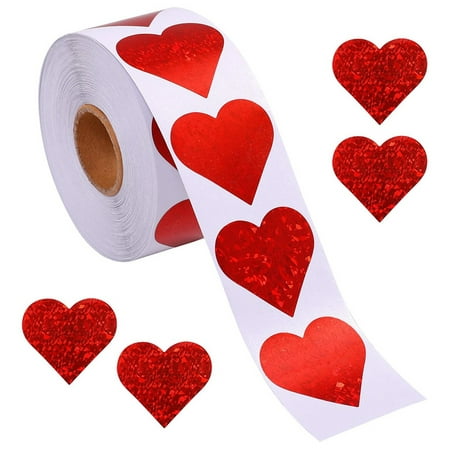 500Pcs/Roll Heart-shaped Labels Sticker Candy Gift Box Wedding Valentines Decals Blue Coated Paper