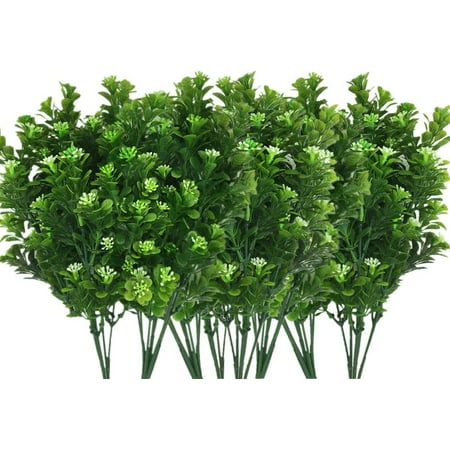 8 Pack Artificial Plants  Faux Plastic Bean Flowers Shrubs Fake Grass Leaves Simulation Greenery Bushes Indoor Outside Home Garden Office Yard Wedding