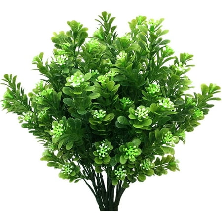 ZOELNIC Artificial Shrubs  Plastic Plants Fake Bean Shrub Bushes Grass Greenery Leaves Bush Indoor Outdoor Home Garden Party Wedding Table Arrangement