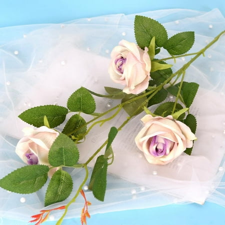 5pcs Valentine Rose Bouquet 3-head Artificial Roses Valentine S Day Holiday Wedding Arrangement Decorative Flower Branch Home Office Vase Filler Flann