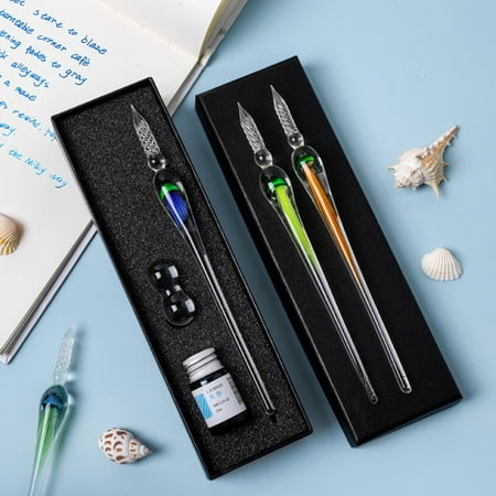 LA TALUS Dip Pen Beautiful Ergonomic Handle Jellyfish Pattern Drawing Calligraphy Glass Pen Kit for Gifts Style 6 1 Set