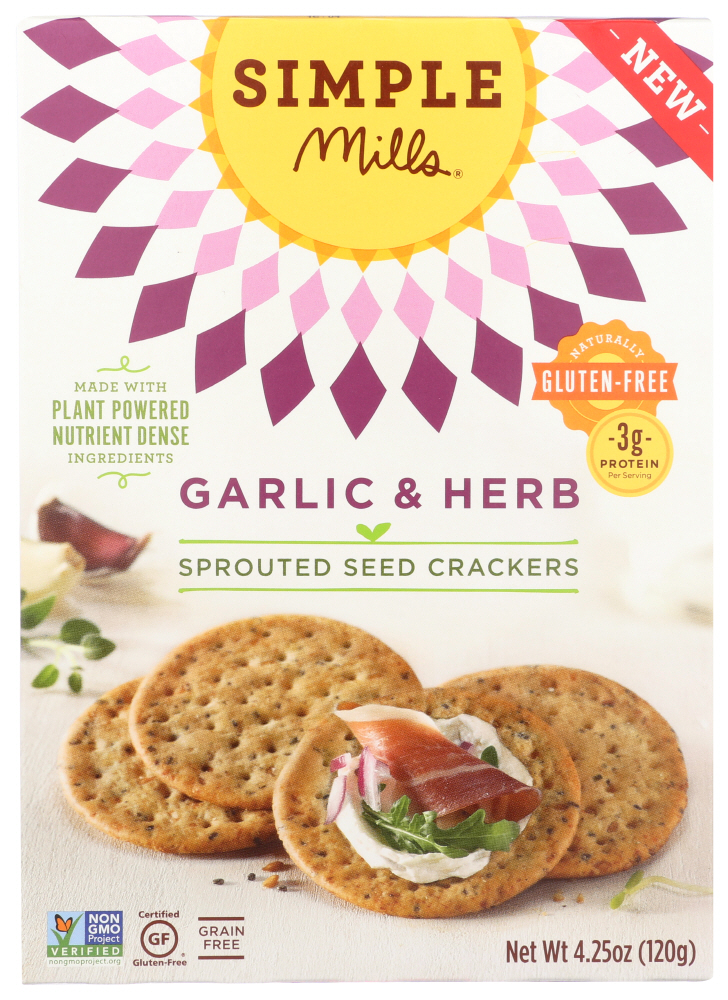 Simple Mills  Crackers  - Garlic & Herb Sprouted Seed Crackers