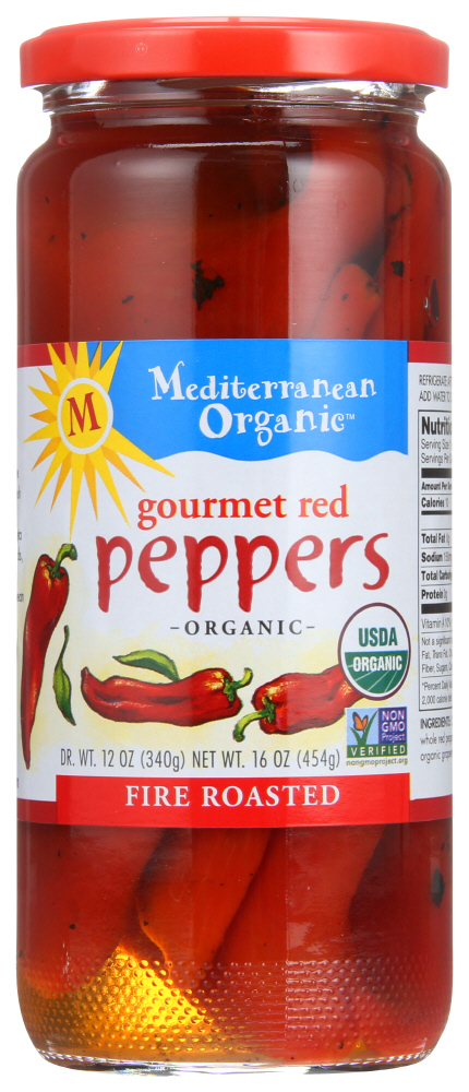Mediterranean Organic S Red Roasted Peppers  16 Oz.