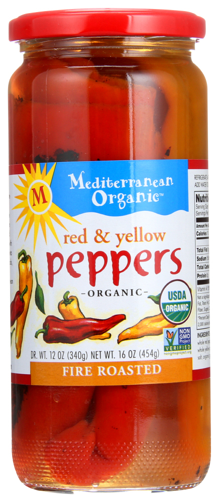 Mediterranean Organics, Fire Roasted Red and Yellow Peppers, 16 Oz (Case of 12)