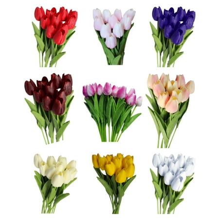 LA TALUS 10Pcs/Set Artificial Tulip Flowers Home Wedding Party Decor Gift Photograph Prop Champagne