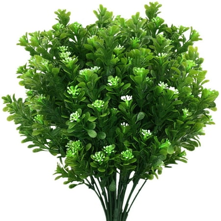 6Pack Artificial Faux Grass Bean Flowers Shrubs Fake Leaves Simulation Greenery Bushes Indoor Outdoor Home Garden Office Yard Planter Filler Wedding D