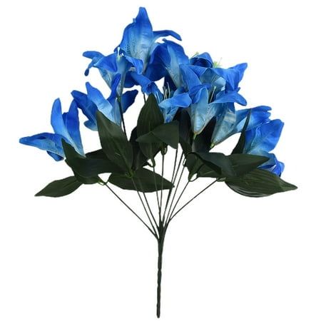 Gerich Best Artificial 45cm Stargazer Lillies 10 Head Flower Spray Bunch Lily Decor  Faux Poinsettia Bush Bouquets Artificial Sea Blue Flowers