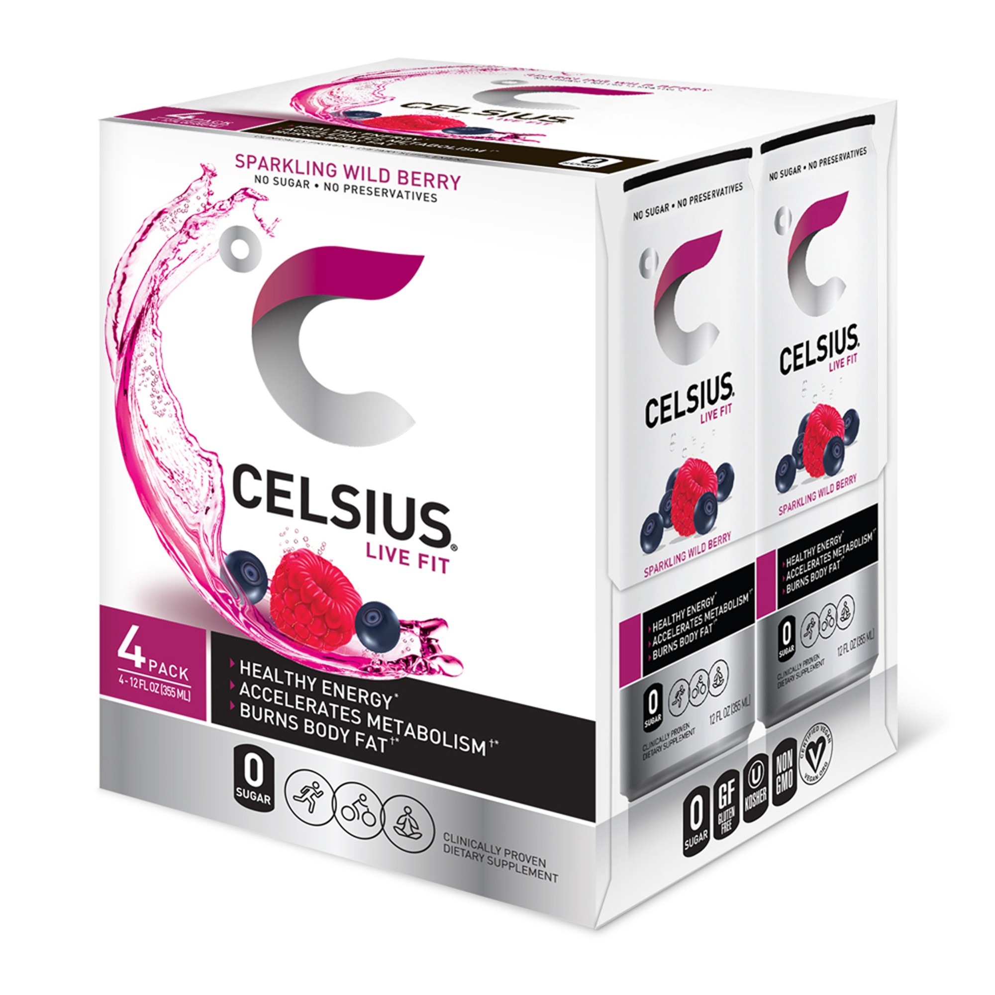 Celsius Energy 12 Oz 4-Pack Wild Berry