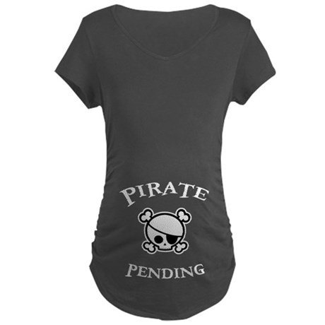 CafePress Pirate Pending Maternity Dark T-Shirt Cotton Maternity T-shirt, Side Ruched Scoop Neck