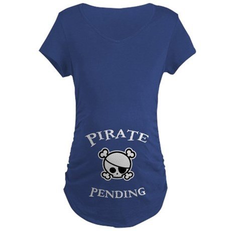 CafePress Pirate Pending Maternity Dark T-Shirt Cotton Maternity T-shirt, Side Ruched Scoop Neck